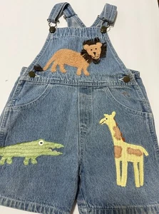 Vintage Marsha Denim Overall Kleinkind Jungen und Mädchen Größe 4 bestickte Tiere - Bild 1 von 6