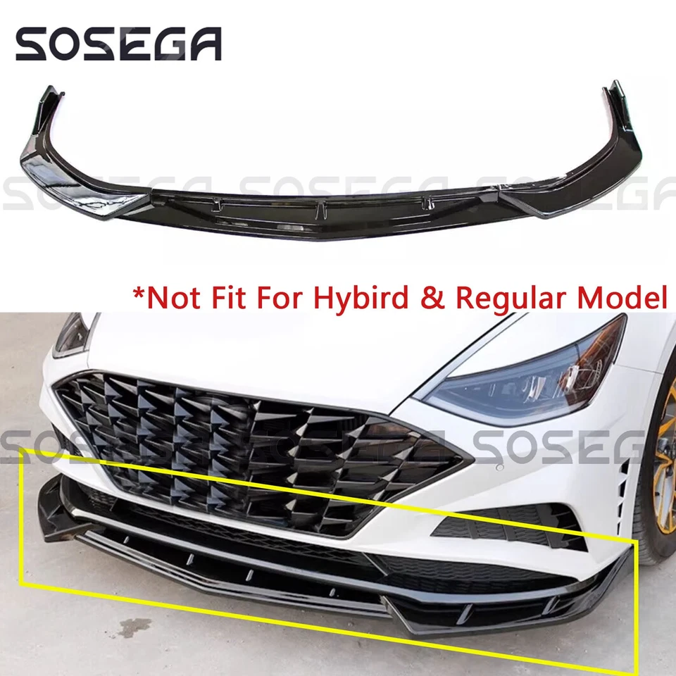 Alerón divisor de labios de parachoques delantero para Hyundai Sonata 20-23 estilo V negro brillante  Foto 1 de 4