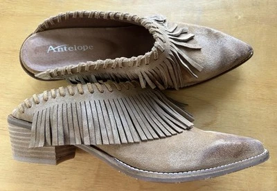 NWOT! ANTELOPE DABNEY FRINGE EU40 WESTERN SUEDE MULE BOOTS SHOES H61 - Image 1 of 4