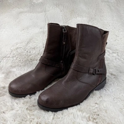 Bota baja de cuero marrón Teva De La Viña para mujer cierre de cremallera talla 8,5 Foto 1 de 4