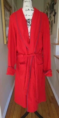 Antigo LL Flanela de Feijão M Roupão Alto Casa Lounge Algodão Vermelho Etiqueta Antiga Feito EUA LEIA* - Imagem 1 de 4