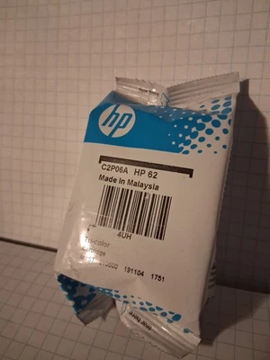 Cartucho tricolor HP 62/fecha de caducidad desconocida/sellado Foto 1 de 4