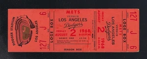 vintage TOM SEAVER vs DON SUTTON 1968 MLB NY METS @ LA DODGERS FULL TICKET - Picture 1 of 1