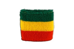 Schweißband Fahne Flagge Äthiopien ohne Wappen, Rasta 7x8cm Armband für Sport - Picture 1 of 1
