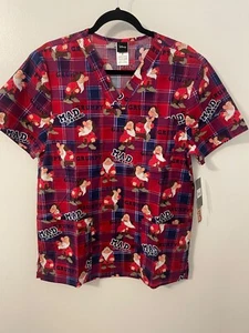 NWT Cherokee Disney Tooniforms Grumpy Mad Skills Scrub Top Size Small Snow White - Picture 1 of 13