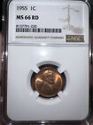1955 NGC MS 66 RD United States / American Lincoln Wheat Cent.