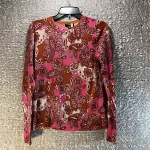 J. Crew Women Pullover Sweater Top Merino Wool Paisley Medium Crew neck - Picture 1 of 8