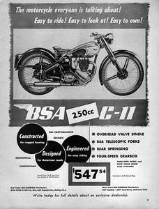 1951 BSA C-11 250 Motorcycle "Easy to Ride" Original Ad - Picture 1 of 1