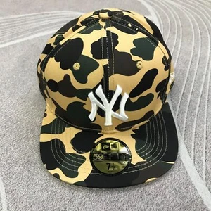 [A BATHING APE] BAPE x MLB x NEW ERA YANKEES 59 FIFTY CAP Yellow Camo M/L - Picture 1 of 17