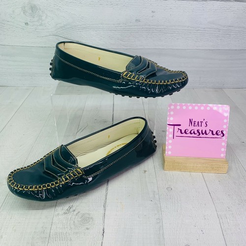 TOD’S Mocassini piatti guida Tod's GOMMINO donna Italia pelle blu cuciture oro tg 7