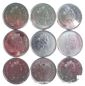 LOTE 9 CENTAVOS CANADIENSES **CONMEMORATIVOS 1952-2002** 9 PIEZAS 25 CENTAVOS CANADIENSE - Imagen 1 de 5
