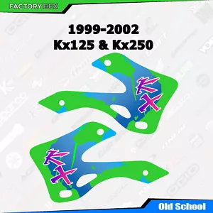 Old School Graphics Kit fits KX 125 250 MX Graphics Decal KX125 KX250 1999-2002 - Bild 1 von 2