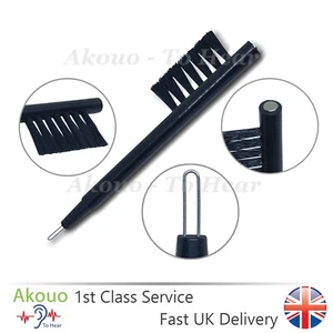 3 in 1 Hearing Aid Cleaning Magnet Brush Wax Removal Loop Battery Insert Tool - Picture 1 of 4