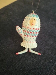 Dept 56 Christmas Krinkles WHITE MITTEN GIRL MINI FASHION Ornament  - Picture 1 of 4