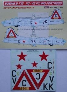 B-17G SSSR I - JUEGO DE CALCOMANÍAS, DEC72215, MODELOS KORA, 1:72 - Imagen 1 de 2