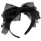  3 Pack Lace Trim Black Wedding Veil Big Bow Headband Decorate