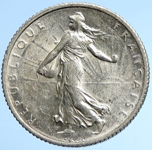 1916 FRANCE La Semeuse Sower Woman ANTIQUE Silver 1 Franc French Coin i107868 - Picture 1 of 3