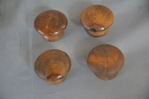 GOOD SET 4 ANTIQUE HARDWOOD DRESSER KNOBS WALNUT / MAHOGANY 19TH C, SCREWS (V18) - Picture 1 of 9