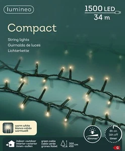 Lumineo Lichterkette Compact 1500 LED 34 m warm weiß, grünes Kabel - Bild 1 von 8