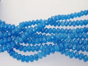 Cuentas de arandela facetadas de jade azul. Cuentas espaciadoras de 3x5 mm. Piedra preciosa azul real. - Imagen 1 de 5