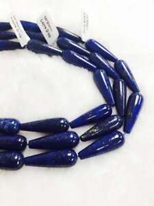Lapis Lazuli Smooth Teardrop Beads Size 10x30mm 15.5" Strand