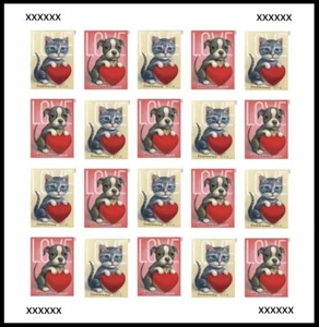 US Love Kitty Puppy NDC/Imperf Sheet of 20 stamps MNH 2023 Pre-Order - Picture 1 of 1