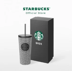 Starbucks Edelstahl Silber Grau Strass Cold Cup 16oz. Nagelneu - Bild 1 von 16