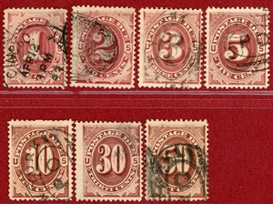 US 1884, #J15-21, 1c to 50c, Red Brown, Used, SCV $768.00 - Picture 1 of 2