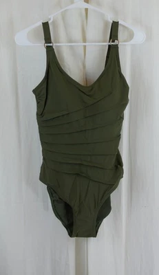 Traje de baño para mujer DKNY de una pieza verde oliva talla mediana Foto 1 de 3