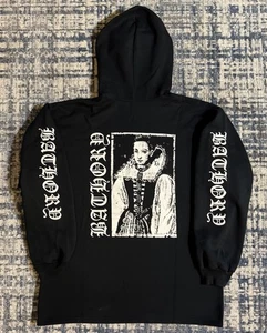 Vintage 90s Bathory Countess Elizabeth Hoodie Bathory Hoodie XL Black Metal Band - Picture 1 of 8