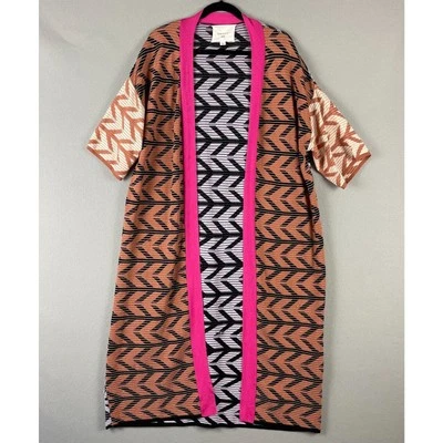 Sita Murt Kimono Duster Cardigan Womens 40 Medium Knit Aztec Southwestern FLAWS - Image 1 of 4