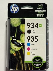 New Genuine HP 934XL Black 935 Color 4PK Ink Cartridges OfficeJet Expired 3/2019 - Picture 1 of 4