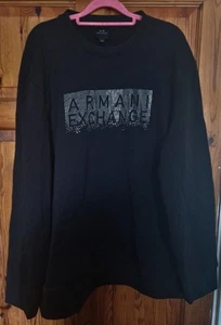 Armani Exchange black sweatshirt with silver studded logo to front size XXL - Picture 1 of 4