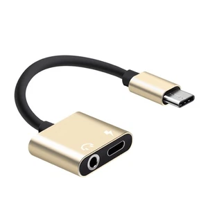 USB Type C to 3.5mm Audio Adapter Cable 2 In 1 Type-C to 3.5mm Jack Stereo Headp - Picture 1 of 8