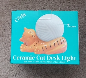 Cerra Ceramic Cat LED Desk Lamp Home Office Modern Lighting - Picture 1 of 3