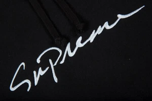 BRAND NEW FW18 SUPREME CLASSIC SCRIPT HOODED SWEATSHIRT HOODIE BLACK M L - Picture 1 of 2