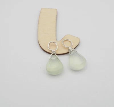 Jade Tropfen Anhänger,  hell grüne Wechselanhänger, 2 Stück, 925 Silber - Bild 1 von 4