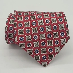 Alexandre London Pure Silk Geometric Red Silk Neck Tie Necktie - Picture 1 of 5