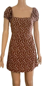 LA Hearts Brown w/White Floral Pattern Backless Sundress Size XS - Picture 1 of 12