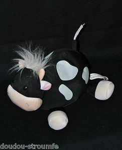 🍀Peluche Doudou Vache LOBRIMA LDA Joan Everett Noir Blanc Bleu 23 Cm TTBE - Picture 1 of 1