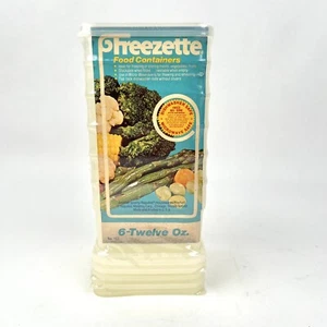 Vintage Freezette Food Storage Containers w Lids 6x 12oz Tubs NEW Old Stock Prop - Picture 1 of 4