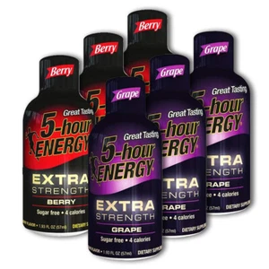 5 Hour Energy, 3 Extra Strength Berry + 3 Extra Strength Grape, 6 Count - Picture 1 of 1