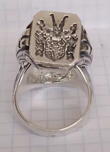 Anello con sigillo, anello con stemma in argento 925 stemma fine - Foto 1 di 7