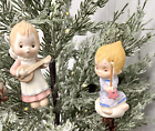 Two Hallmark Betsey Clark 1983-84 Porcelain Christmas Keepsake Ornaments Angels