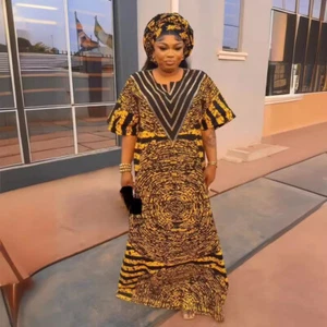 New Printed Abaya African Dashiki Women Long Dress Loose Kaftan Robe Turkey Gown - Bild 1 von 19