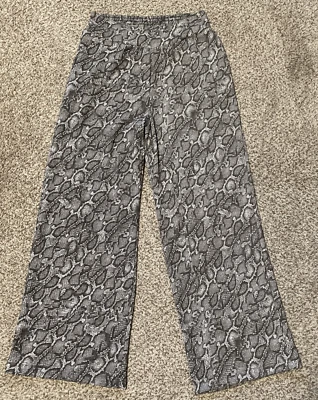 Bar III Women's Pull-on Snakeskin Print Wide-Leg Pants Elastic Waist ~ Medium  - Image 1 of 4