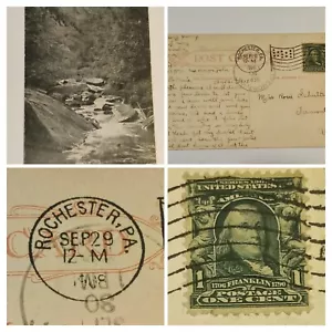 Rare Benjamin Franklin 1c Cent Stamp PostCard Correspondence 1908 Pennsylvania - Picture 1 of 8