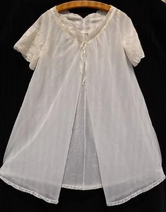Vtg SHADOWLINE Double Layer Nylon Chiffon Lace Peignoir Sz Petite 60's Era  - Picture 1 of 8