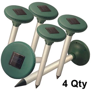 Qty 4 Garden Farm Solar Ultrasonic Multi Pulse Gopher Mole insect Pest Repeller - Picture 1 of 1