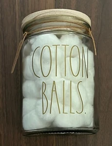 Coppia Bidoni Bagno Vetro Font ORO Rae Dunn Barattolo Palline Cotone e Q-Tips Legno - Foto 1 di 1
